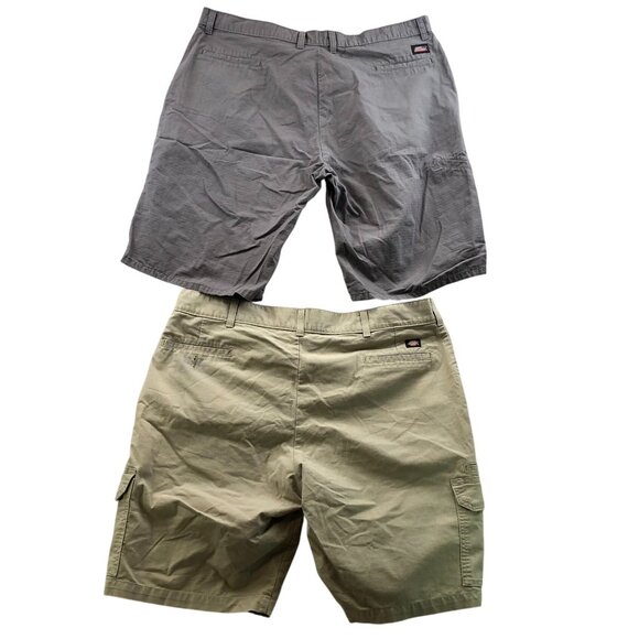 Dickies Mens Cargo Shorts Size 42 Lot Of Two Flex Outdoors Casual Tan Gray - Picture 2 of 16